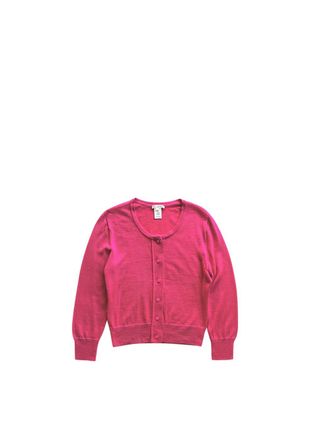 Oscar De La Renta Pink Silk-Cashmere Cropped Fine Knit Cardigan Size S