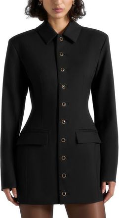 Mani&egrave;re De Voir Amelie Hourglass Button Up Blazer Dress in Black at Nordstrom, Size 12