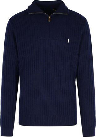 Polo Ralph Lauren Navy Wool And Cotton Sweater