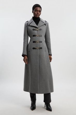 Karen Millen Military Tailored Midi Coat in Grey at Nordstrom, Size 12