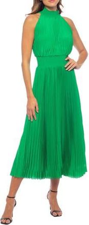 OLEG CASSINI Pleated Midi Dress in Kelly Green at Nordstrom Rack, Size 10