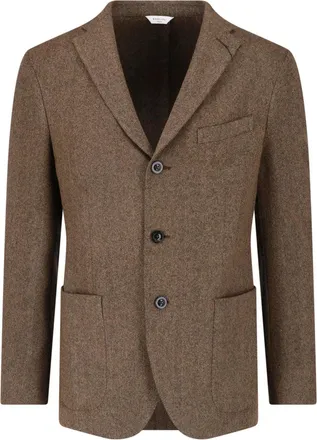 Boglioli Single-Breasted Herringbone Blazer with Classic Lapels