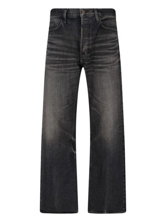Fear of God Straight-Leg Black Denim Jeans With Logo Detail