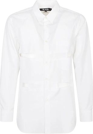 Comme Des Gar&ccedil;ons Lange Mouw Button-Up Shirt met Geperforeerde Details - Heren - Zakelijke Overhemden - Wit - L - Katoen - Overhemden