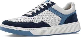 Johnston & Murphy Dawson Moc Toe U-throat Mens Shoes White Full Grain/Blue/Navy Suede : 10.5 M (D), Leather/Suede