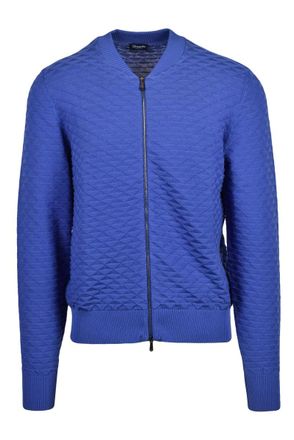 Drumohr Cotton Zip Cardigan - Blue