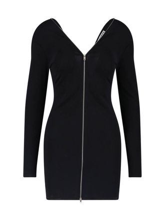 Alexander Wang Black Continuous Zipper V-Neck Mini Dress