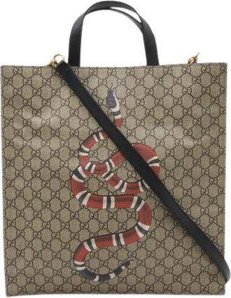 Gucci Pre-owned Tote Bags, male, Beige, Size: ONE SIZE Pre-owned Canvas gucci-bags