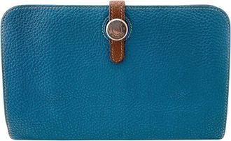 Herm&egrave;s Bicolor Blue Brown Togo Leather (Pre-Owned)