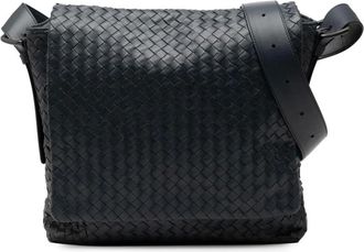 Bottega Veneta Pre-owned Cross Body Bags, female, Black, Size: ONE SIZE Pre-owned Woven Leather Messenger Bag