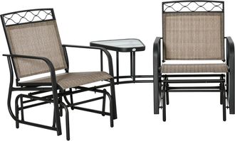 OUTSUNNY 2-Person Outdoor Glider Rocker Chair with Center Table for Backyard | TJ Hughes
