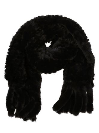 Pinko Deep Black Gelso Faux Fur Scarf