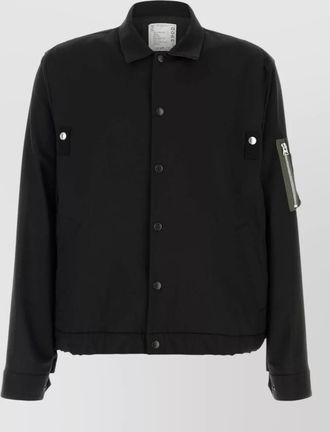 sacai twill jacket elasticated hem front pockets