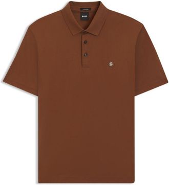 BOSS Mercerized-cotton polo shirt with double monogram