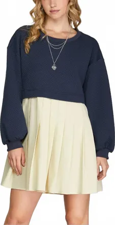 She + Sky Quilted Mini Dress In Navy