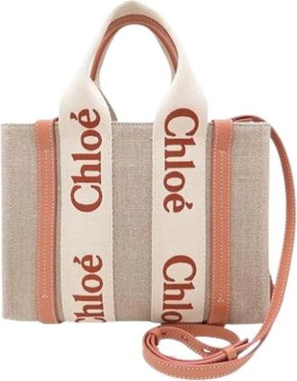Chlo&eacute; Pre-owned Tote Bags, female, Beige, Size: ONE SIZE Pre-owned Woody Satchel