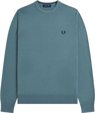Fred Perry Classic Crew Neck Jumper - Heren - Ronde hals truien - Blauw - 2XL - Katoen - Truien & Vesten