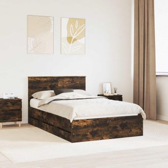 vidaXL Estructura De Cama Roble Ahumado 120 X 190 Cm Madera Ingenieril Vidaxl