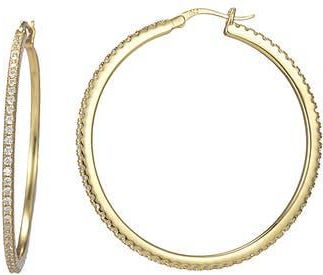 Candela Jewelry Pav&eacute; Cubic Zirconia Hoop Earrings in Clear at Nordstrom Rack
