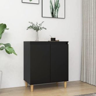 vidaXL Credenza con Gambe Legno Massello Nera 60x35x70 cm Multistrato - Vidaxl