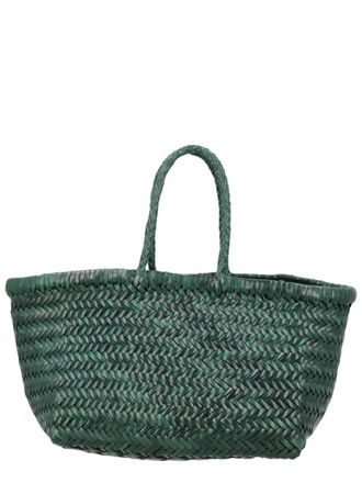 Dragon Diffusion Triple Jump Green Handwoven Leather Basket Bag