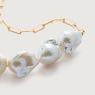 Monica Vinader Gold Baroque Pearl Necklace Pearl