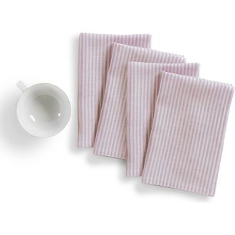Solino Home Linen Dinner Napkins - Narrow Stripe, 20 x 20 in Pink And White at Nordstrom, Size Large