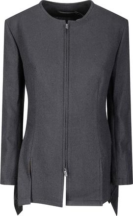 Yohji Yamamoto Giacca in lana con zip - Nero