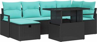 vidaXL Conjunto De Sof&aacute; De Jard&iacute;n 7 Uds. Rat&aacute;n Sint&eacute;tico Vidaxl