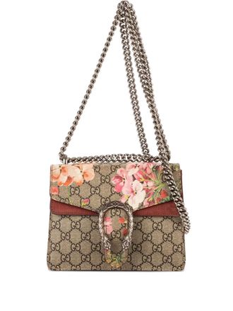Gucci floral-print chain bag - women - Cotton - One Size - Brown