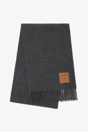 Ganni Grey Wool Scarf
