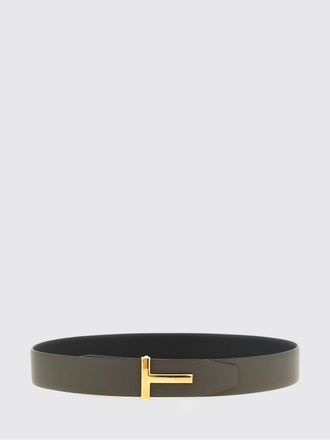 Tom Ford T Icon Reversible Hammered Leather Belt with Monogram Buckle