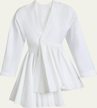 Alaia V-Neck Asymmetric Mini Shirtdress