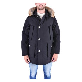 Woolrich Arctische Afneembare Bont Parka - Heren - Winterjassen - Zwart - L - Katoen - Jassen