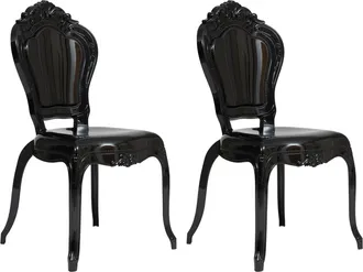 Biscottini International Set 2 Sillas De Policarbonato Negro Silla De Cocina/sala De Estar Sillones De Pl&aacute;stico Para Comedor Sill&oacute;n Dormitorio