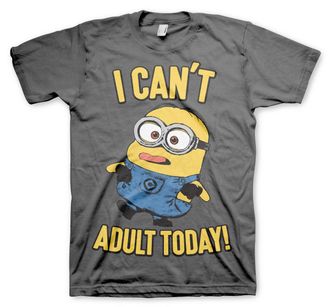 MINIONS Officially Licensed I Cant Adult Today Mens T-Shirt (Dark Grey), X-Large