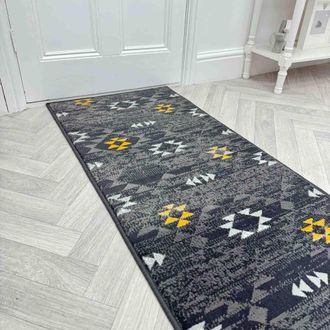 Runrug Hallway Carpet Runner Rug - Soft & Comfy, 9mm -Andes in Grey | Size: 60 cm x 390 cm