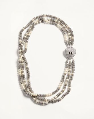 Valentino Garavani Collana Coeur Royal In Metallo, Smalto, Perle E Cristalli Donna PALLADIO UNI