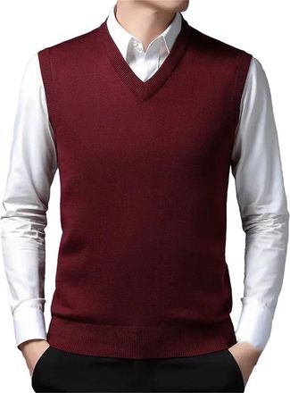 Generic Mens Cashmere Sweater Vest V-Neck Sweater Large Size Knitted Vest
