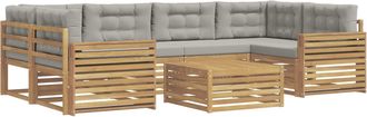 vidaXL Conjunto De Sof&aacute;s De Exterior 7 Uds. Blanco Y Gris Claro Vidaxl