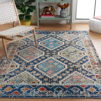 Safavieh Madison Machine Made Area rug, Navy / Beige Bohemian Style Easy Care