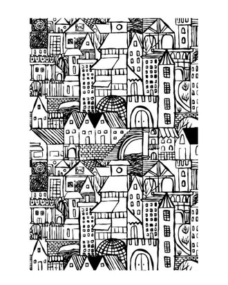 iCanvas Curiosity Collection - Town White By Hanna Beisang Wall Art