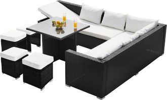 Concept Usine Sal&oacute;n empotrados de jard&iacute;n de 10 plazas de resina tejida negra