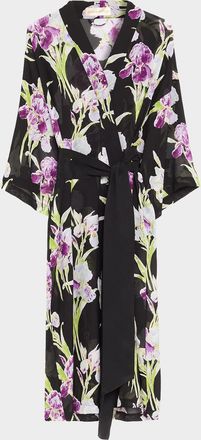 Olivia Von Halle Amaya Athena Floral-Print Silk Robe