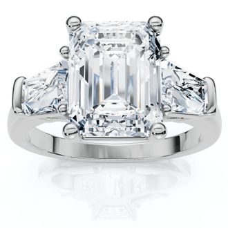 Pompeii3 Certified 4Ct Randi Emerald Diamond Engagement Ring 14k Gold or PT Lab Grown