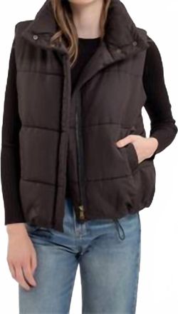 Blu Pepper Solid Zip Up Puffer Vest In Black