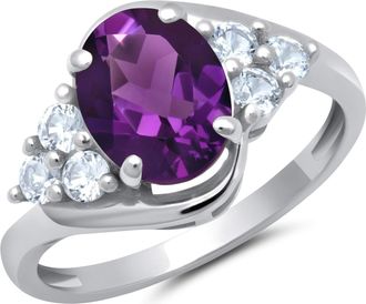 MAX + STONE 10k Yellow or White Gold Oval Cut Gemstone Sunburst Halo Ring