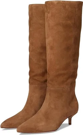 Veronica Beard Lisa 45 Tall Shaft Pull On Tall Boots Womens Boots Hazelwood : 5.5 M, Suede