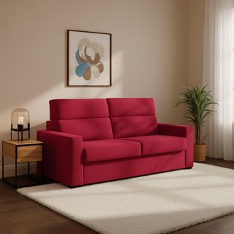 Dmora Sof&aacute; Cama 2 Plazas Ecate, Desenfundable, Con Almacenaje Hecho En Italia, Apertura Abatible, 200x95 Cm Rojo