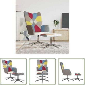vidaXL vidaXL Poltrona con Poggia Piedi - Sedia Relax con Sgabello in Tessuto Patchwork